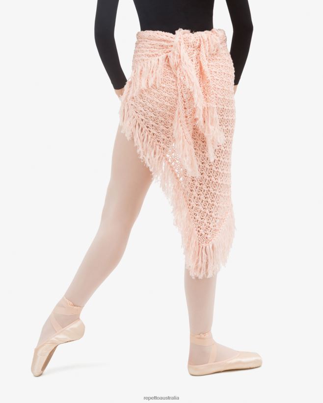 Repetto F4XL537 Women Knit Shawl With Fringes Clothing Petal Pink