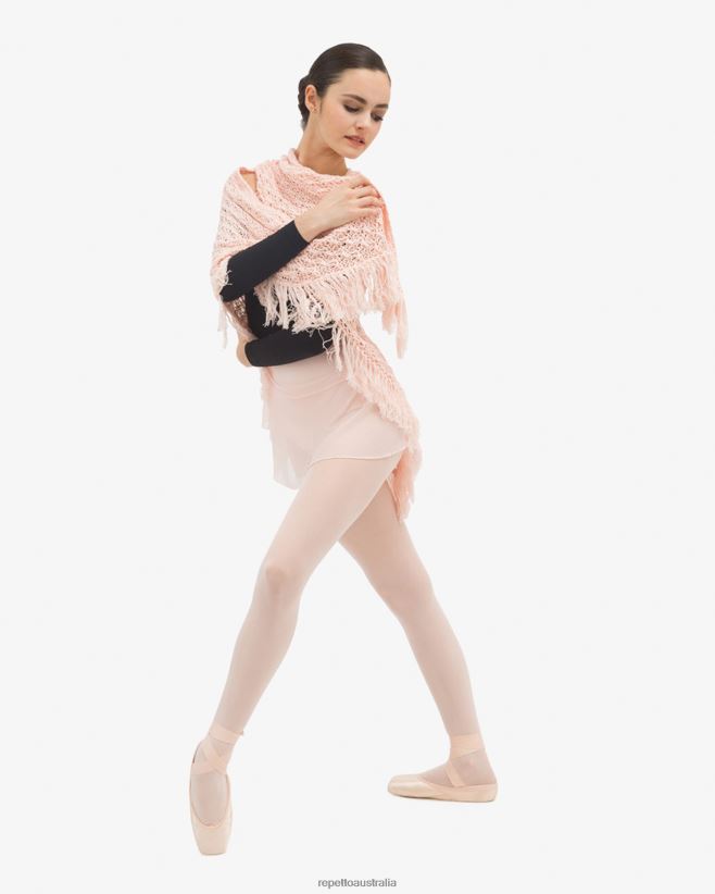 Repetto F4XL537 Women Knit Shawl With Fringes Clothing Petal Pink