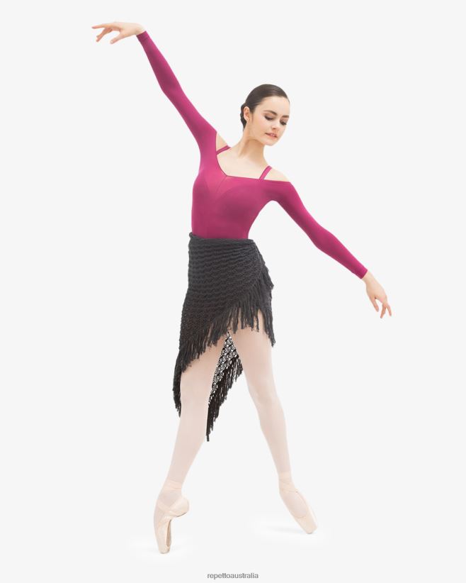 Repetto F4XL538 Women Knit Shawl With Fringes Clothing Anthracite Grey