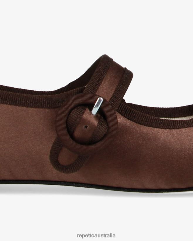 Repetto F4XL150 Women Georgia Mary Janes - Satin Footwear Mocha Brown