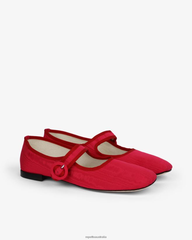 Repetto F4XL167 Women Georgia Mary Janes - Satin Footwear Raspberry Pink And Flammy Red