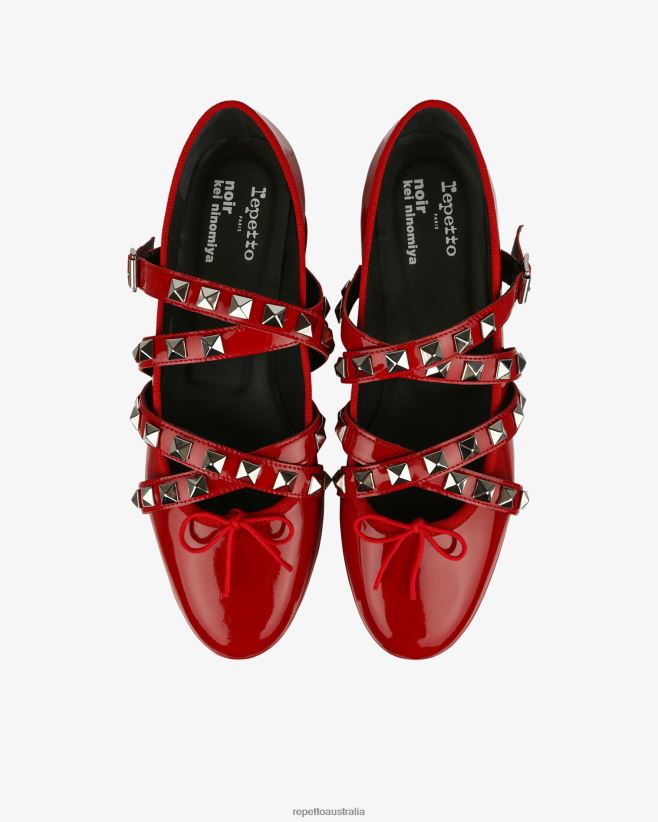 Repetto F4XL183 Women X Noir Kei Ninomiya - Platform Mary Janes With Studded Strap Footwear Flammy Red