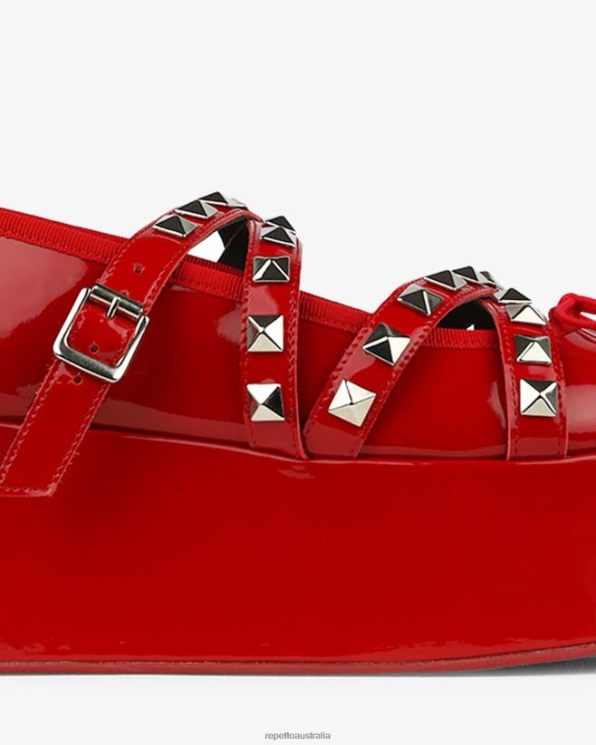 Repetto F4XL183 Women X Noir Kei Ninomiya - Platform Mary Janes With Studded Strap Footwear Flammy Red